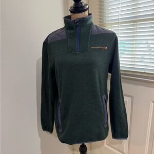 Vineyard Vines Forest Green Quarter-Zip Pullover with Navy Trim size M